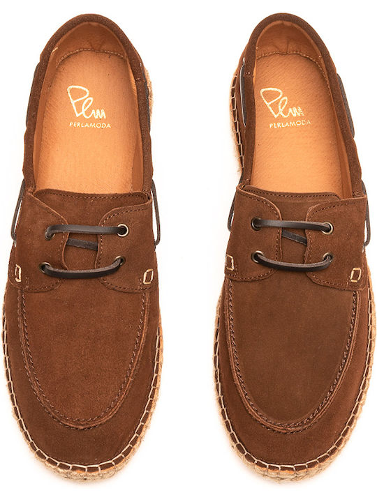 Din piele întoarsă Espadrile pentru bărbați în culoarea Tabac Brown