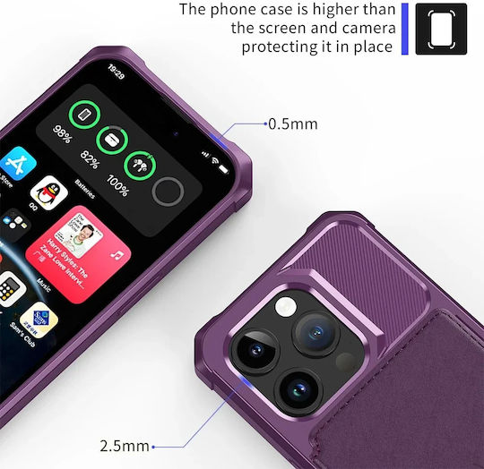 HappyCase Wallet Silicone 0.5mm Purple (iPhone 15 Pro)
