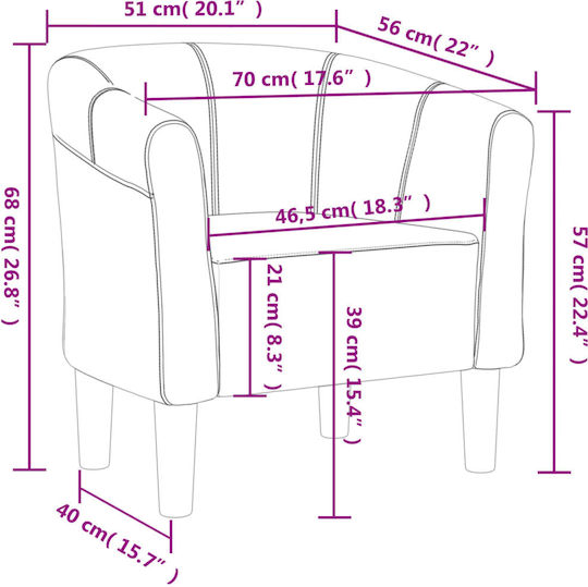 Sessel Purple 70x56x68cm