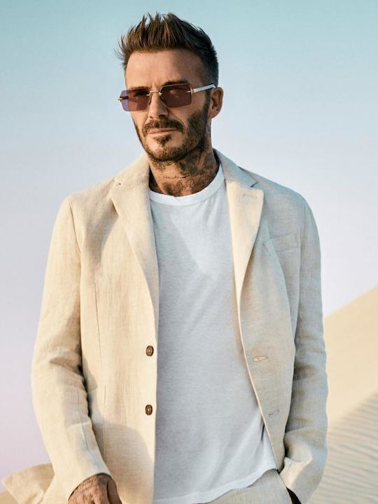 David Beckham Db Unisex Γυαλιά Ηλίου με Χρυσό Μεταλλικό Σκελετό και Μπλε Ντεγκραντέ Φακό DB 7109/S RHL/08