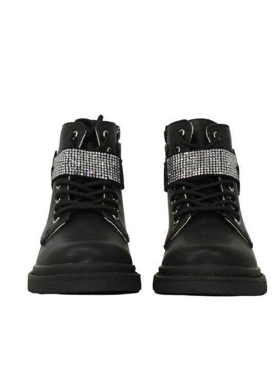 Stella Stellina Anatomical Leather Kids Boots with Laces Black