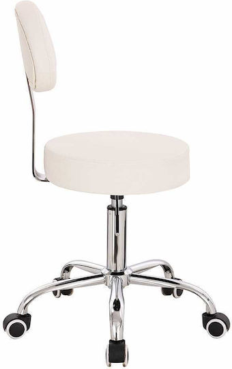 Salon Stools Wheeled Stool with Backrest White ΛΕΥΚΌ-5420182
