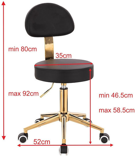 Salon Stools Wheeled Stool with Backrest Black ΧΡΥΣΌ-5420187