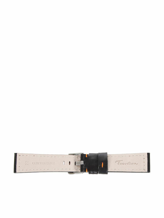 Tzevelion Δερμάτινο Λουράκι Μαύρο 20mm