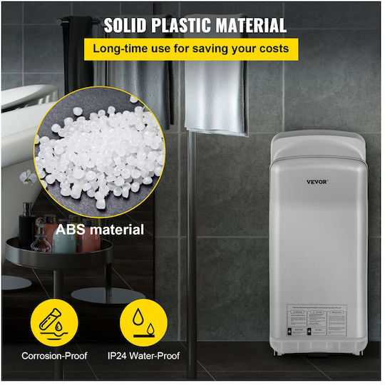 Vevor Hand Dryer Plastic with Sensor in Silver Colour 2kW GSJLSGSPQSYS-U5PEV2