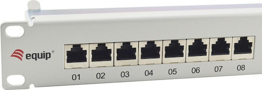 Equip Patch Panel Shielded για Rack 1U 19" 10 Θυρών cat6a Γκρι