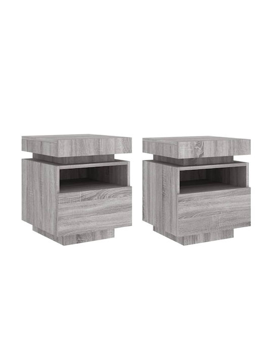 Wooden Gray Sonoma Bedside Tables 2 Pieces 40x39x48.5cm