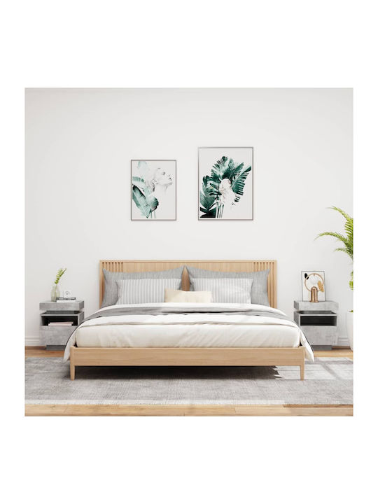 Bedside Tables Wooden Concrete Gray 2 Pieces 40x39x48.5cm