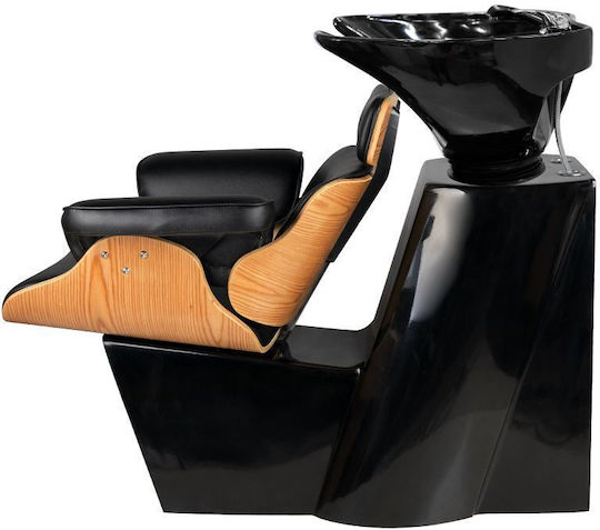 Gabbiano Stationary Hair Salon Sink with Black Chair made of Synthetic Skin