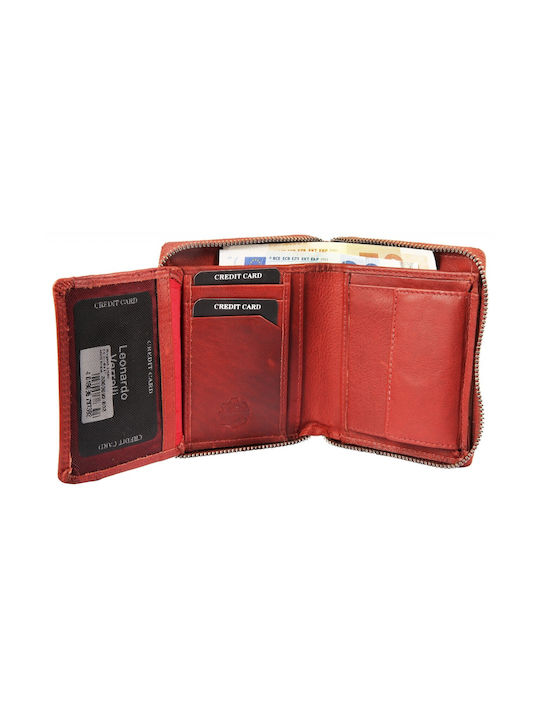 Leonardo Verrelli Leather Women's Wallet with RFID Red