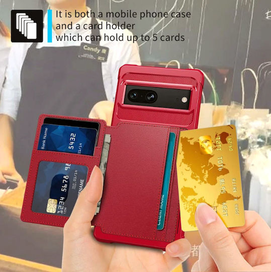 HappyCase Wallet Σιλικόνης 0.5mm Κόκκινο (Google Pixel 7)