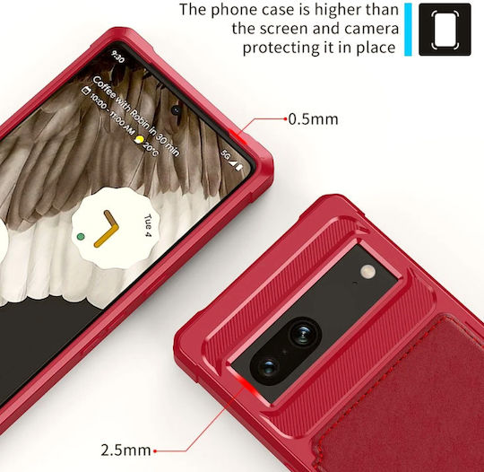 HappyCase Wallet Σιλικόνης 0.5mm Κόκκινο (Google Pixel 7)
