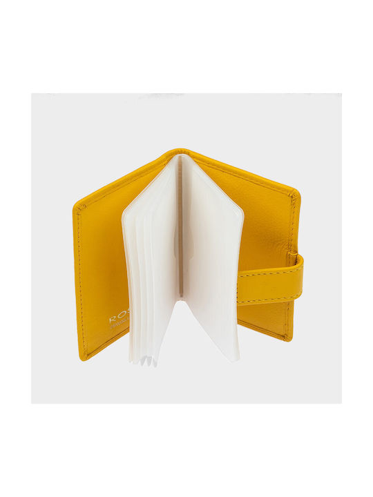 Rossi Μικρό Δερμάτινο Γυναικείο Πορτοφόλι Καρτών Κίτρινο