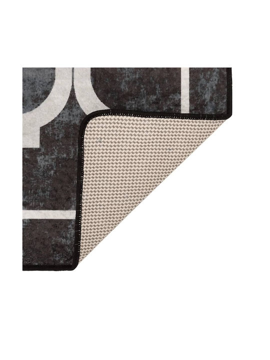 vidaXL Rutschfest Teppich Rechteckig Synthetisch,Polyester/Cotton/Leather Black and White