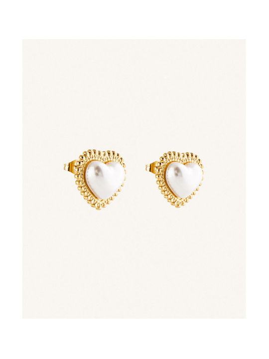 StanStefan Single Earring made of Steel Gold Plated with Stones & Pearls