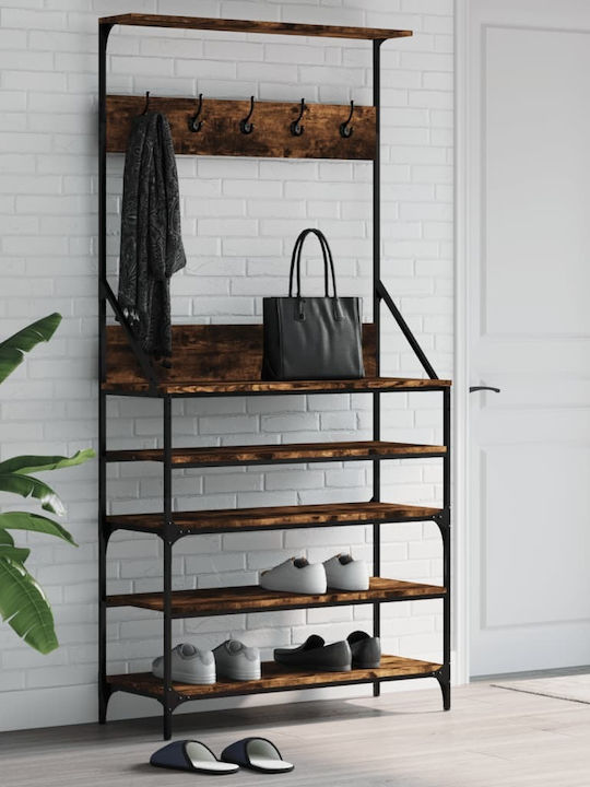 vidaXL Floor Garment Rack made of Metal Brown 90x34x184cm