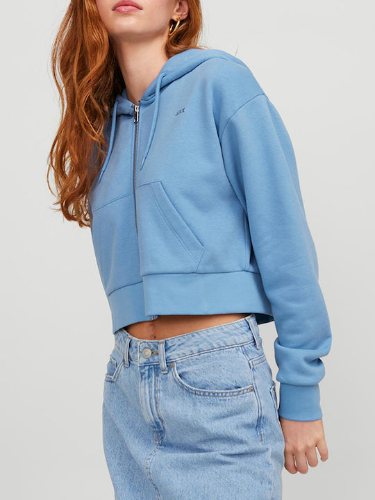 Long Women's Sweatshirt Jacket Hooded Silver Lake Blue