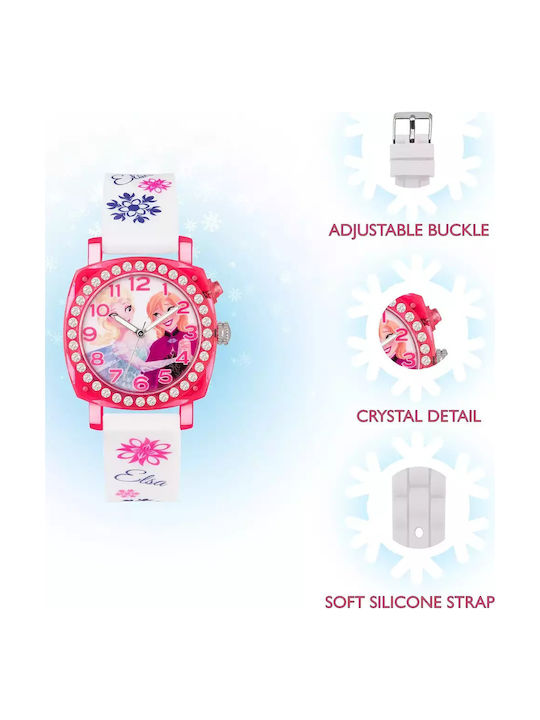Disney Ceas analogic pentru copii Frozen cu curea din cauciuc/plastic Alb