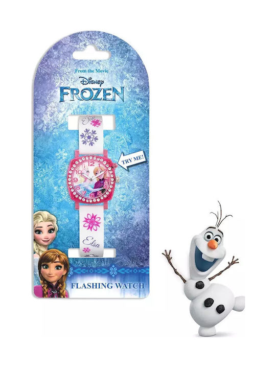 Disney Ceas analogic pentru copii Frozen cu curea din cauciuc/plastic Alb