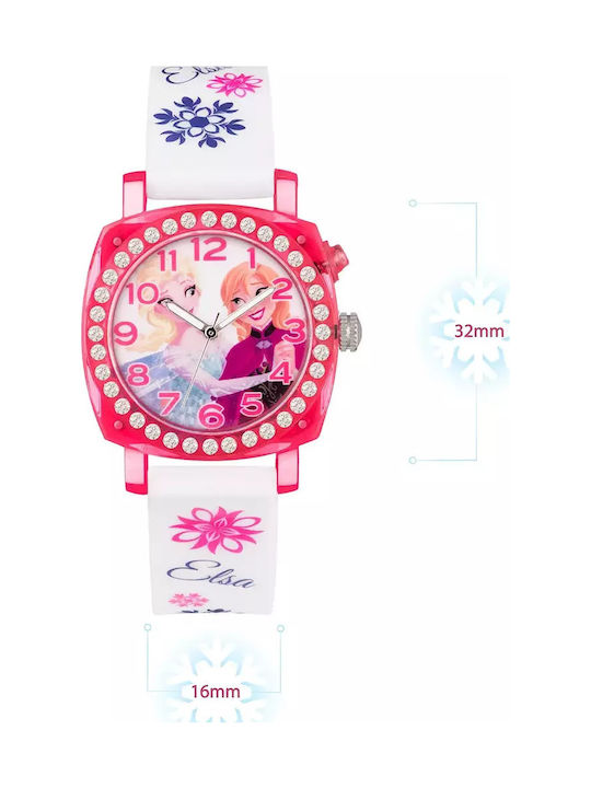 Disney Ceas analogic pentru copii Frozen cu curea din cauciuc/plastic Alb