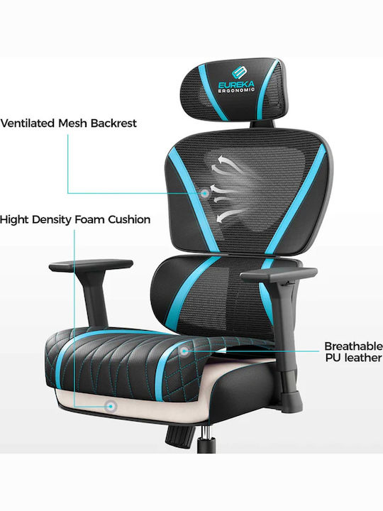 Eureka Ergonomic 22.01.0108 Gaming Chair with Adjustable Arms Blue