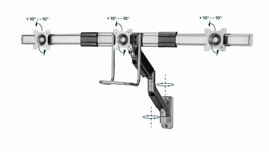 Gembird Wall Mounted Stand for 2 Monitors up to 27" (MA-WA3-01)
