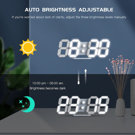 EDUP Ceas De Masă Digital Led Cu Ceas Deșteptător Alb EH-LED1302