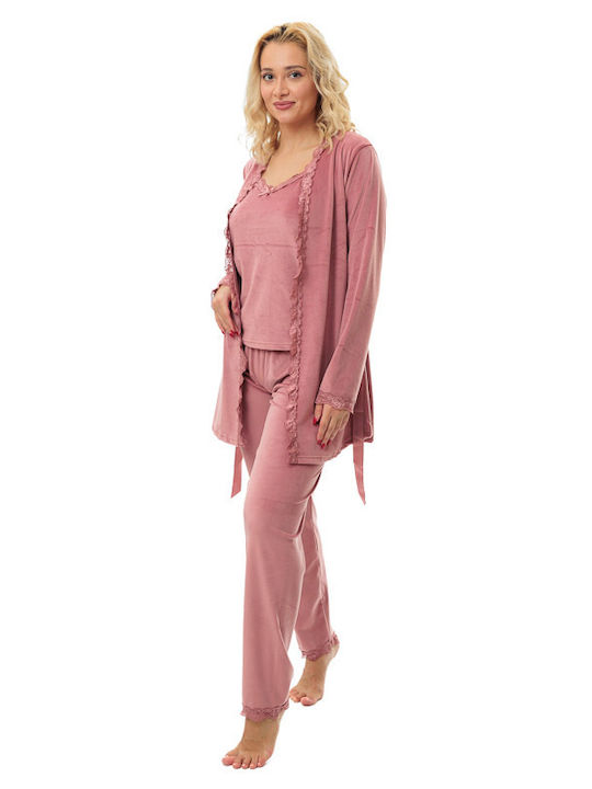 VIolet Winter Women's Pyjama Set Velvet Pink 4300-1