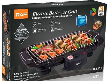 Raf Επιτραπέζια Ηλεκτρική Ψησταριά Σχάρας 2000W 47x30εκ.