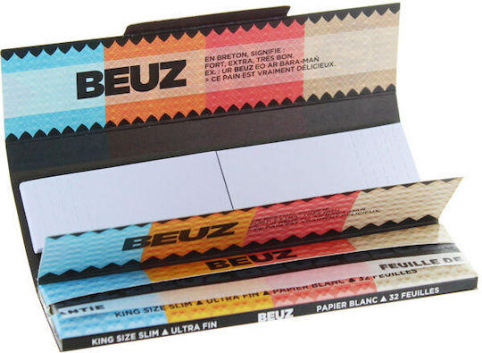 Beuz Zigarettenpapier Schlank King Size mit Kegelspitzen 32 Blätter 1Stück