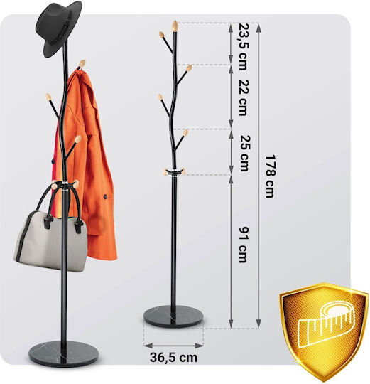 Massido Metallic Coat Rack Black 173.5cm