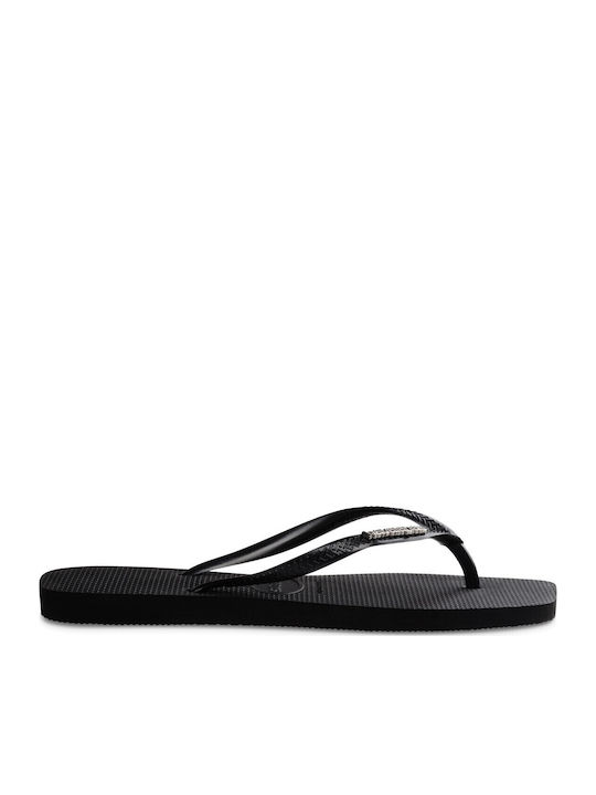 Square Logo Metallic Flip Flops In Black Colour