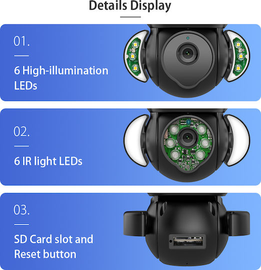 EDUP Edup IP Камера за наблюдение 4K Водоустойчива с Високоговорител и Обектив 3.6мм