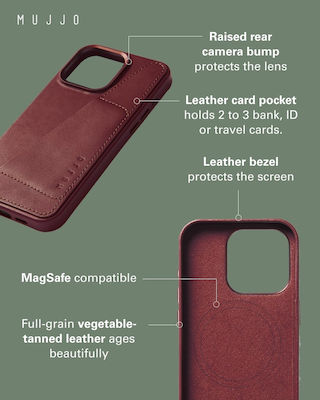 Mujjo Wallet Leather Burgundy (iPhone 15 Pro Max)