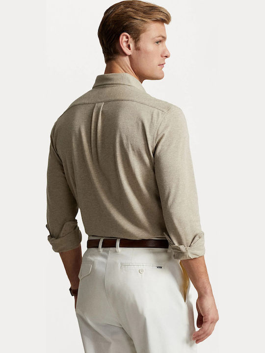 Long-sleeved Cotton Shirt Beige