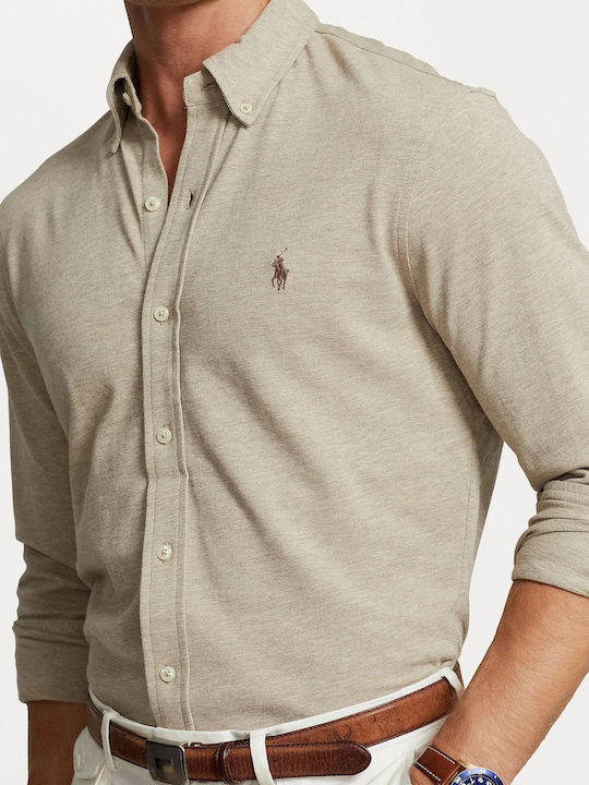 Long-sleeved Cotton Shirt Beige