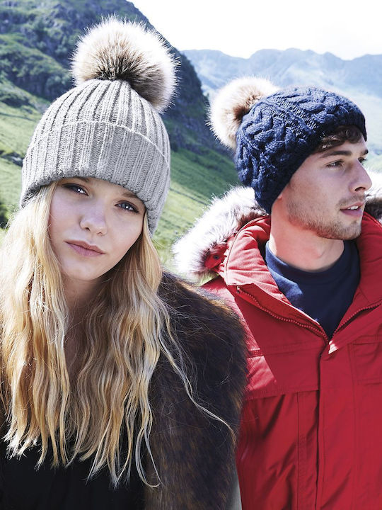 Beechfield Γυναικείος Pom Pom Beanie Σκούφος σε Navy Μπλε χρώμα