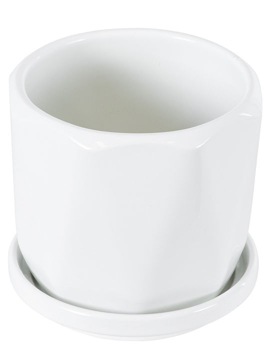 GloboStar Karpathos Planter Ceramic White with Stand 10x10x10cm.