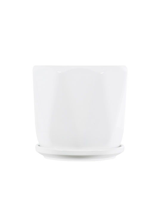 GloboStar Karpathos Planter Ceramic White with Stand 10x10x10cm.