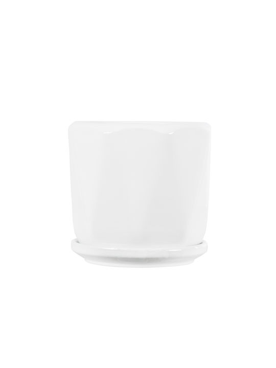 GloboStar Karpathos Planter Ceramic White with Stand 10x10x10cm.