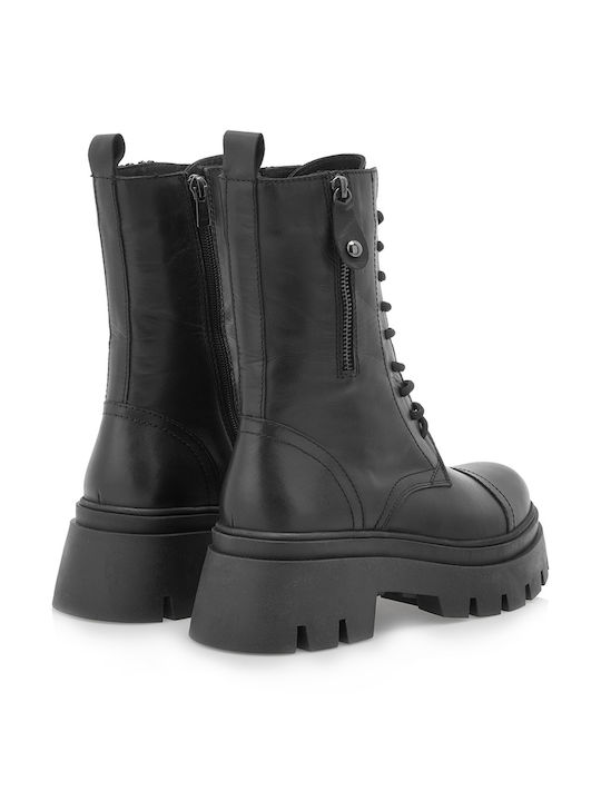 Leder Stiefeletten Damen Schwarz