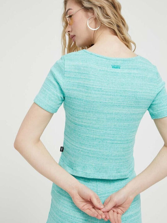 Women's Blouse Cotton Short Sleeve Turquoise