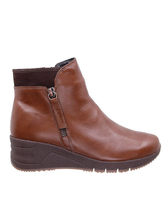 Boxer Leather Women's Ankle Boots Platform Tabac Brown