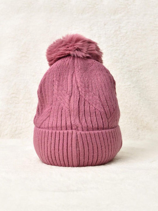 Potre Pom Pom Beanie Frauen Beanie Gestrickt in Rosa Farbe