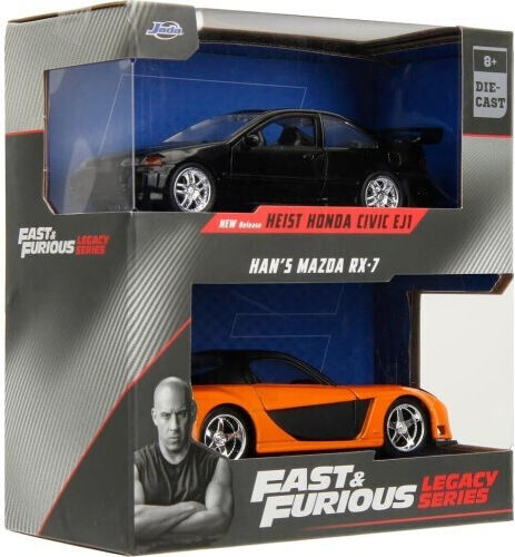 Jada Toys Han S Mazda Rx-7 & Honda Civic Ej1 Heist Spielzeugautos & Rennstrecken 1:32 Schnell und Wütend Für 8+ Jahre