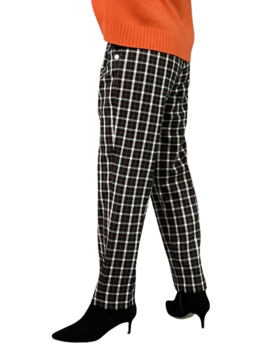Pennyblack Women's Fabric Trousers Checked Black.