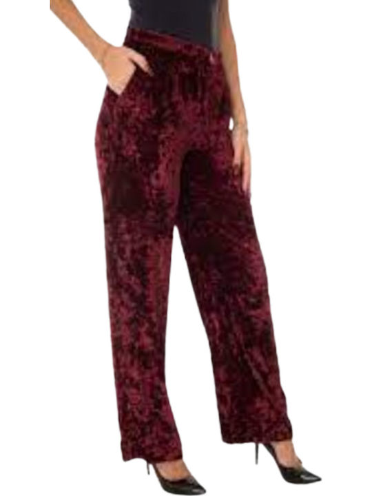 Women's Fabric Trousers Burgundy.