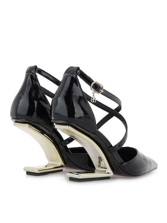 Γόβες με Ψηλό Τακούνι Black Wrinkle Patent