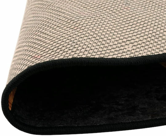 vidaXL Rutschfest Teppich Rund Synthetisch,Polyester/Cotton/Leather Black and Gold