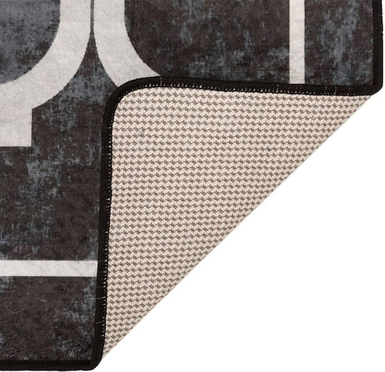 vidaXL Rutschfest Teppich Rechteckig Synthetisch,Polyester/Cotton/Leather Black and White